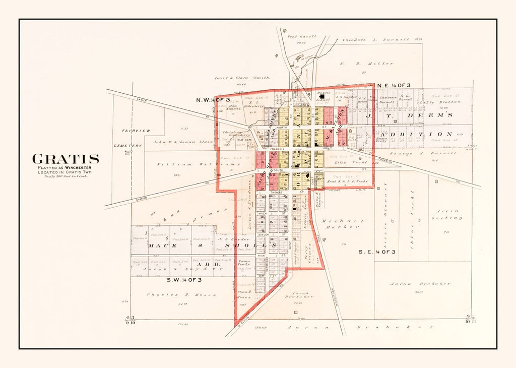 Vintage Map of Gratis, Ohio 1912