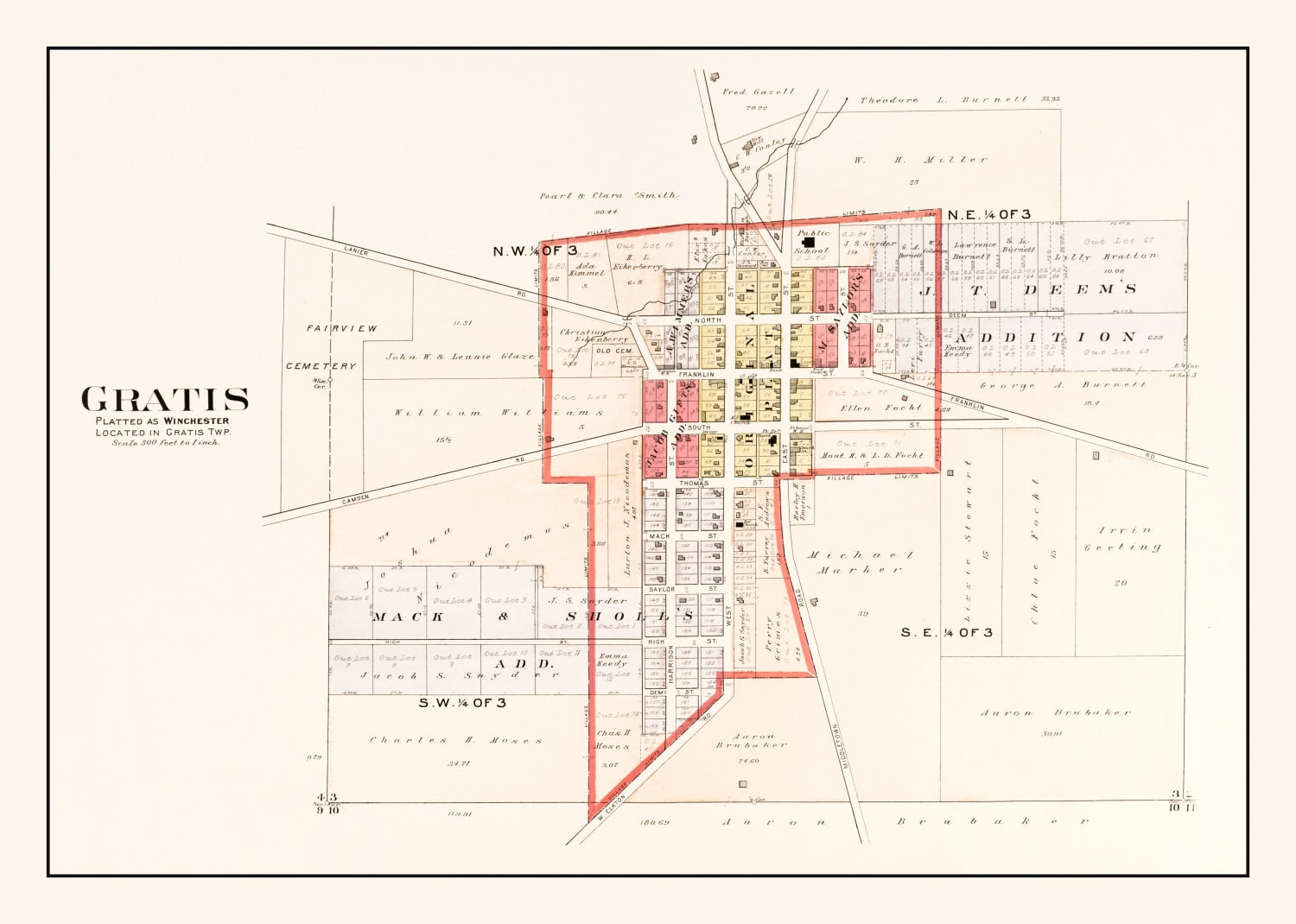 Vintage Map of Gratis, Ohio 1912