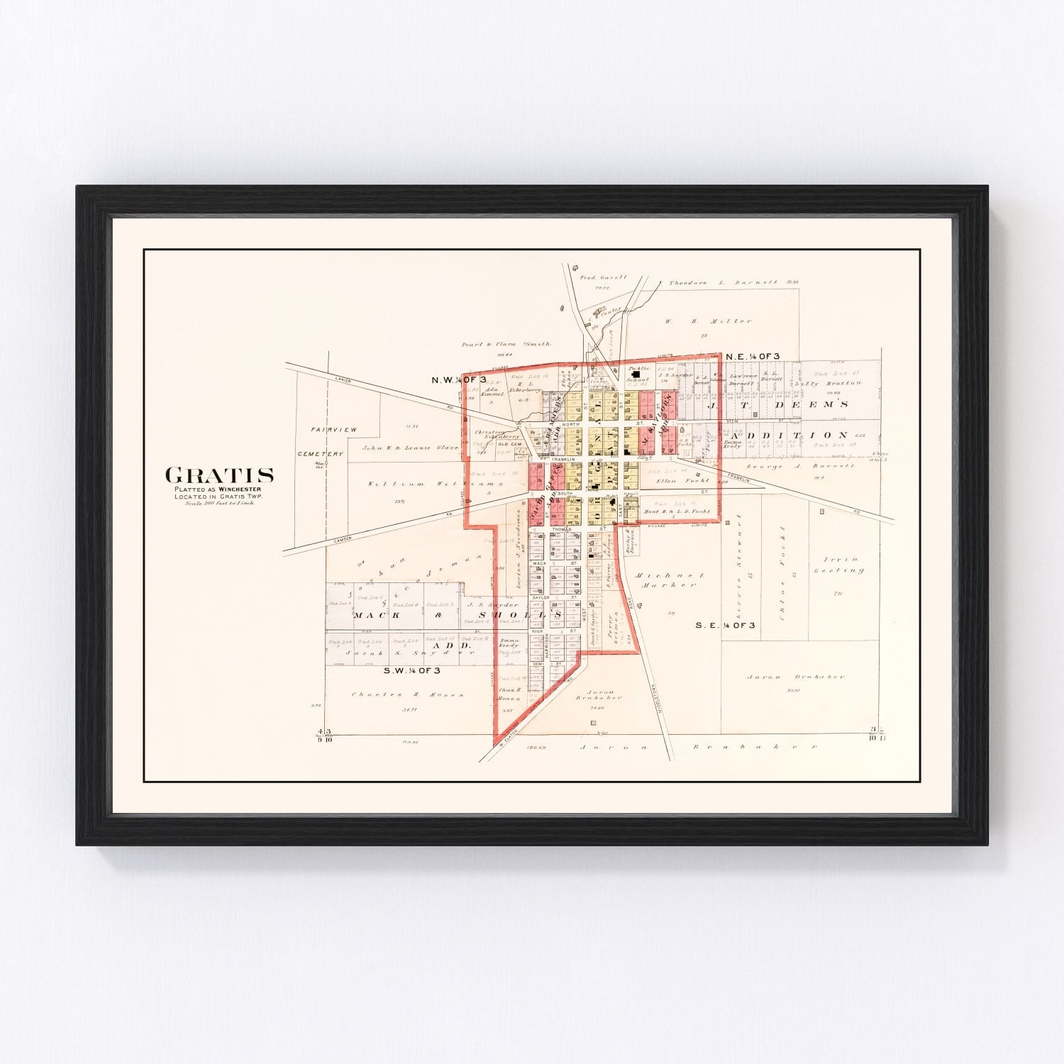 Vintage Map of Gratis, Ohio 1912
