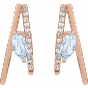 14K Rose Gold Natural Sky Blue Topaz & 1/8 CTW Natural Diamond Earrings