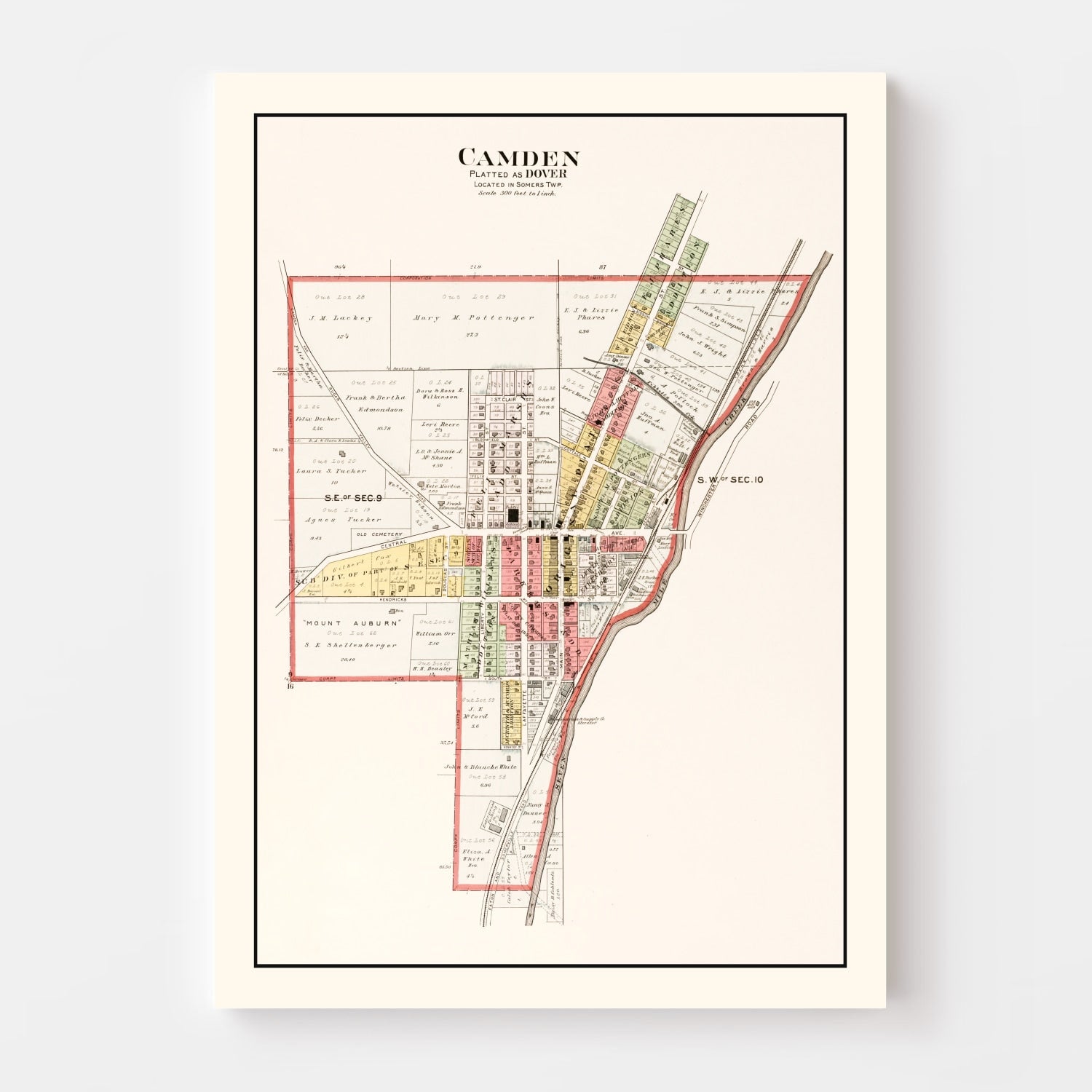Vintage Map of Camden, Ohio 1912