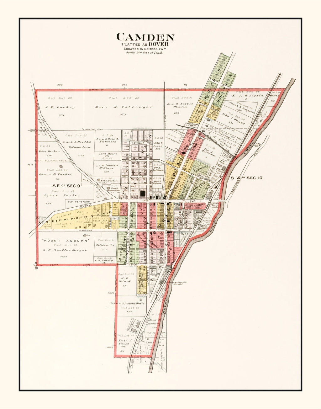 Vintage Map of Camden, Ohio 1912