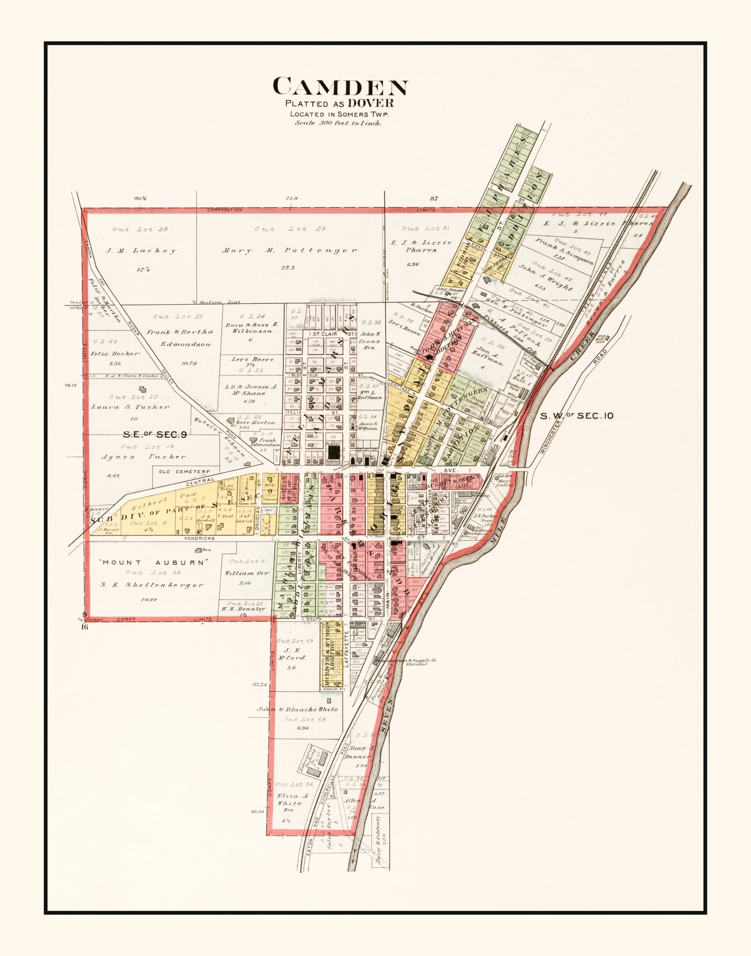 Vintage Map of Camden, Ohio 1912