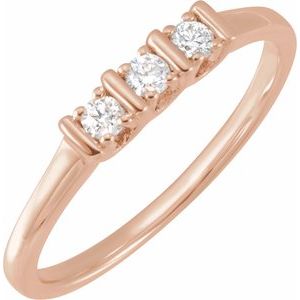 14K Rose Gold 1/6 CTW Natural Diamond Three-Stone Ring