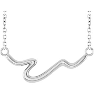 Sterling Silver Freeform Bar 16" Necklace