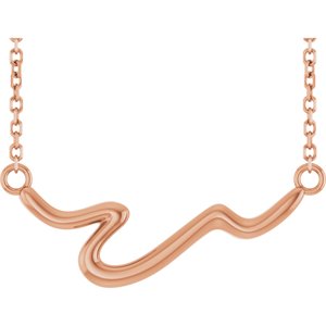 14K Rose Freeform Bar 16" Necklace