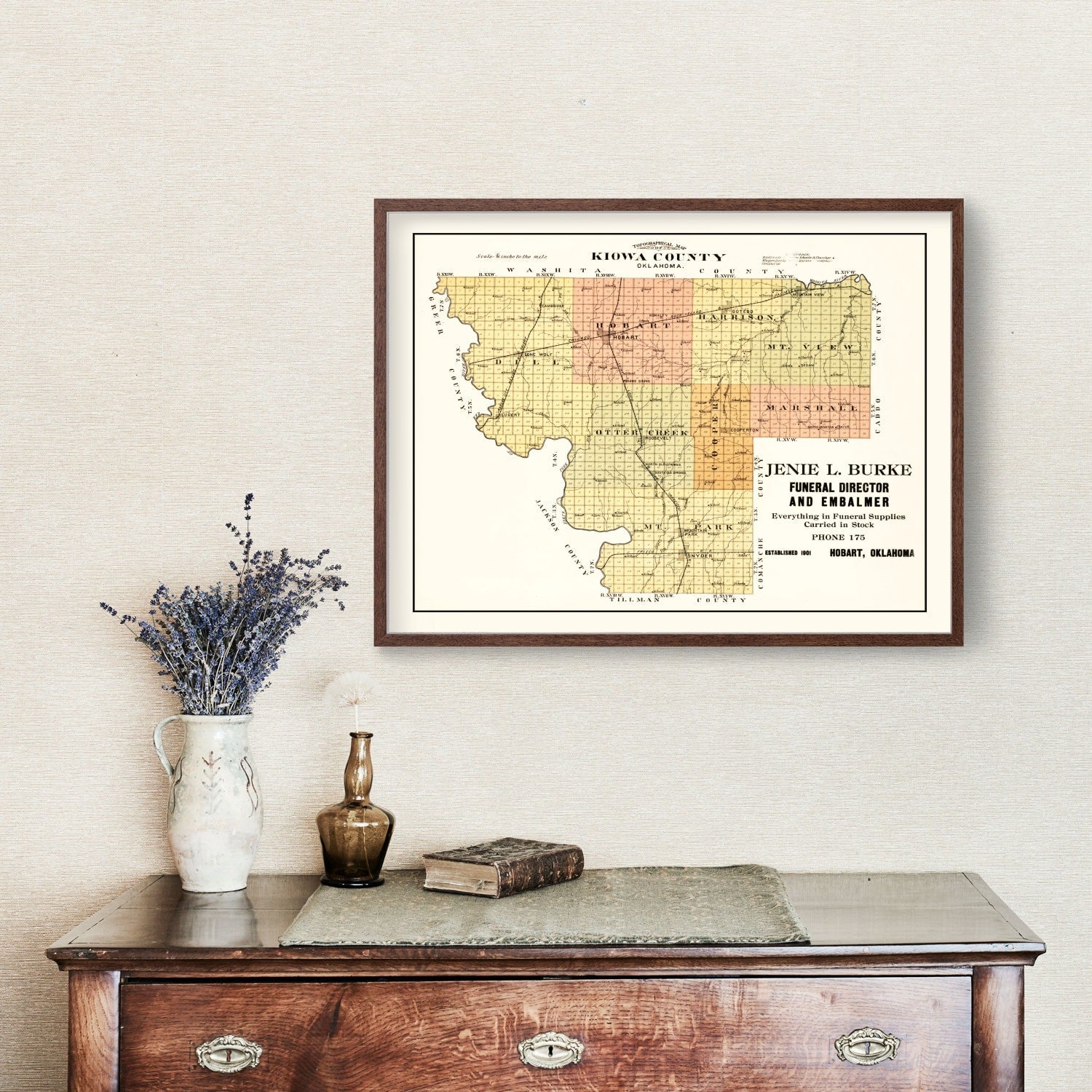 Vintage Map of Kiowa County, Oklahoma 1913