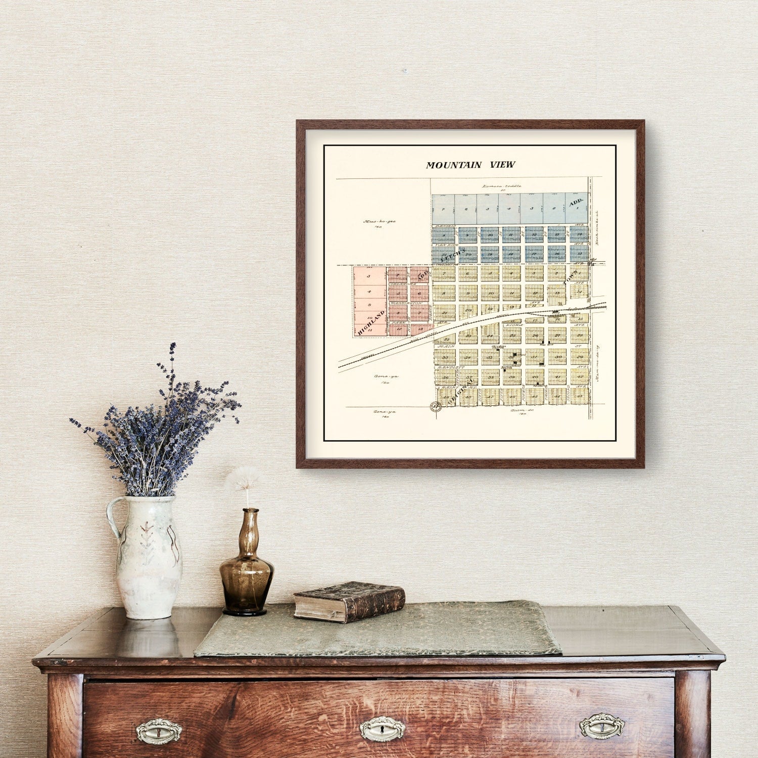 Vintage Map of Mountain View, Oklahoma 1913