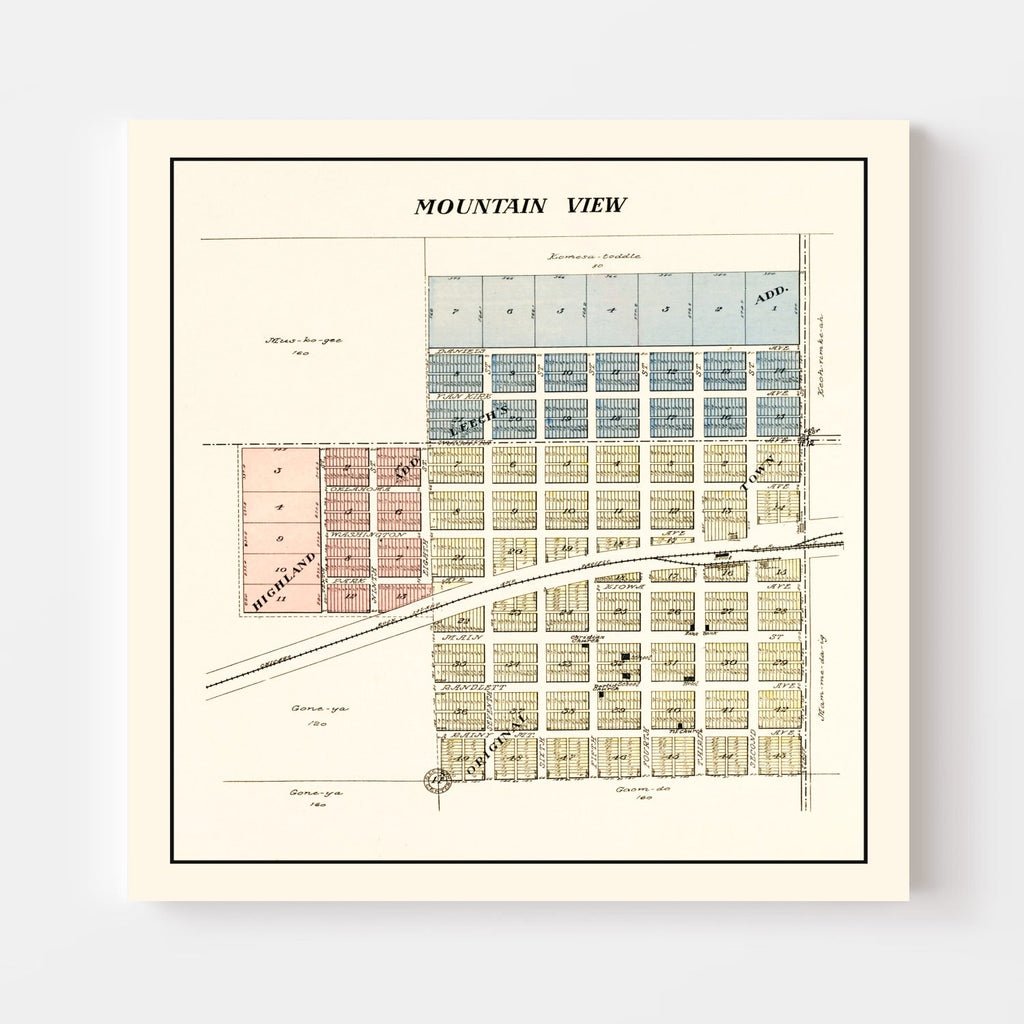 Vintage Map of Mountain View, Oklahoma 1913