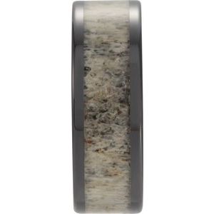Black Ceramic Antler Wood Inlay 6 mm Comfort-Fit Flat Band Size 12.5