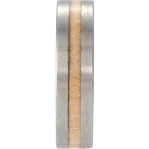 Tungsten Cypress Wood Inlay 8 mm Comfort-Fit Flat Band Size 11.5