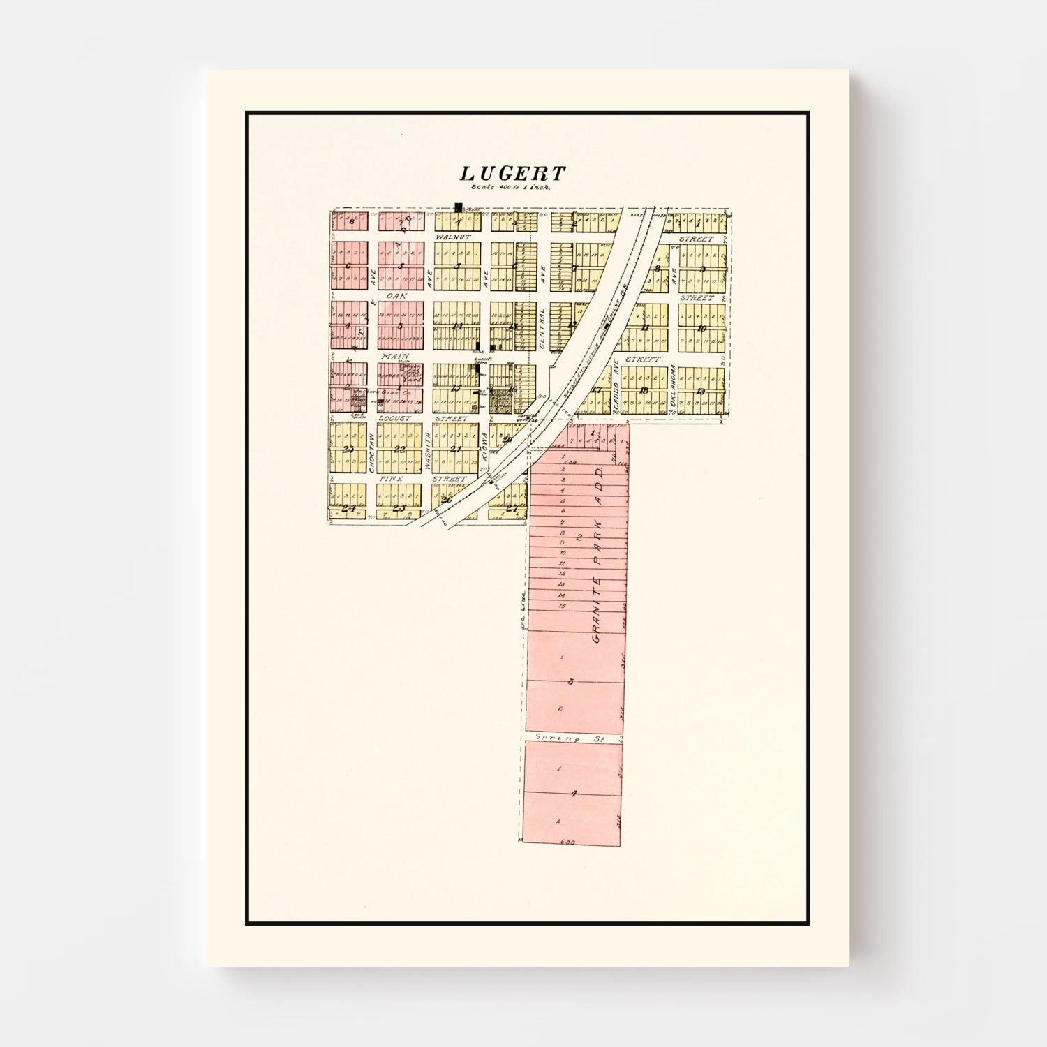 Vintage Map of Lugert, Oklahoma 1913
