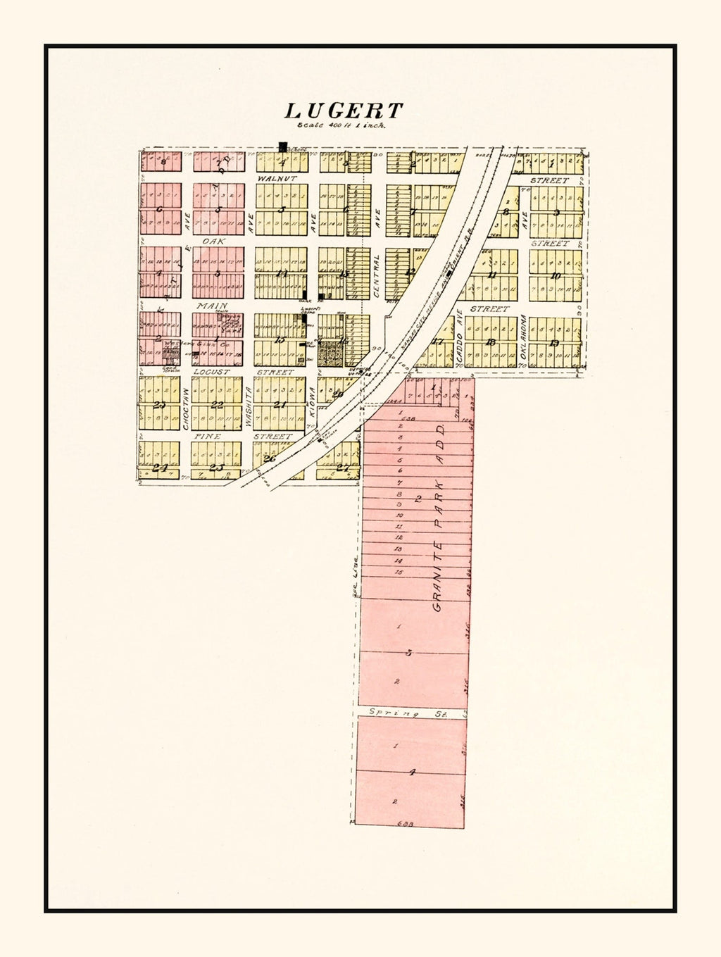 Vintage Map of Lugert, Oklahoma 1913