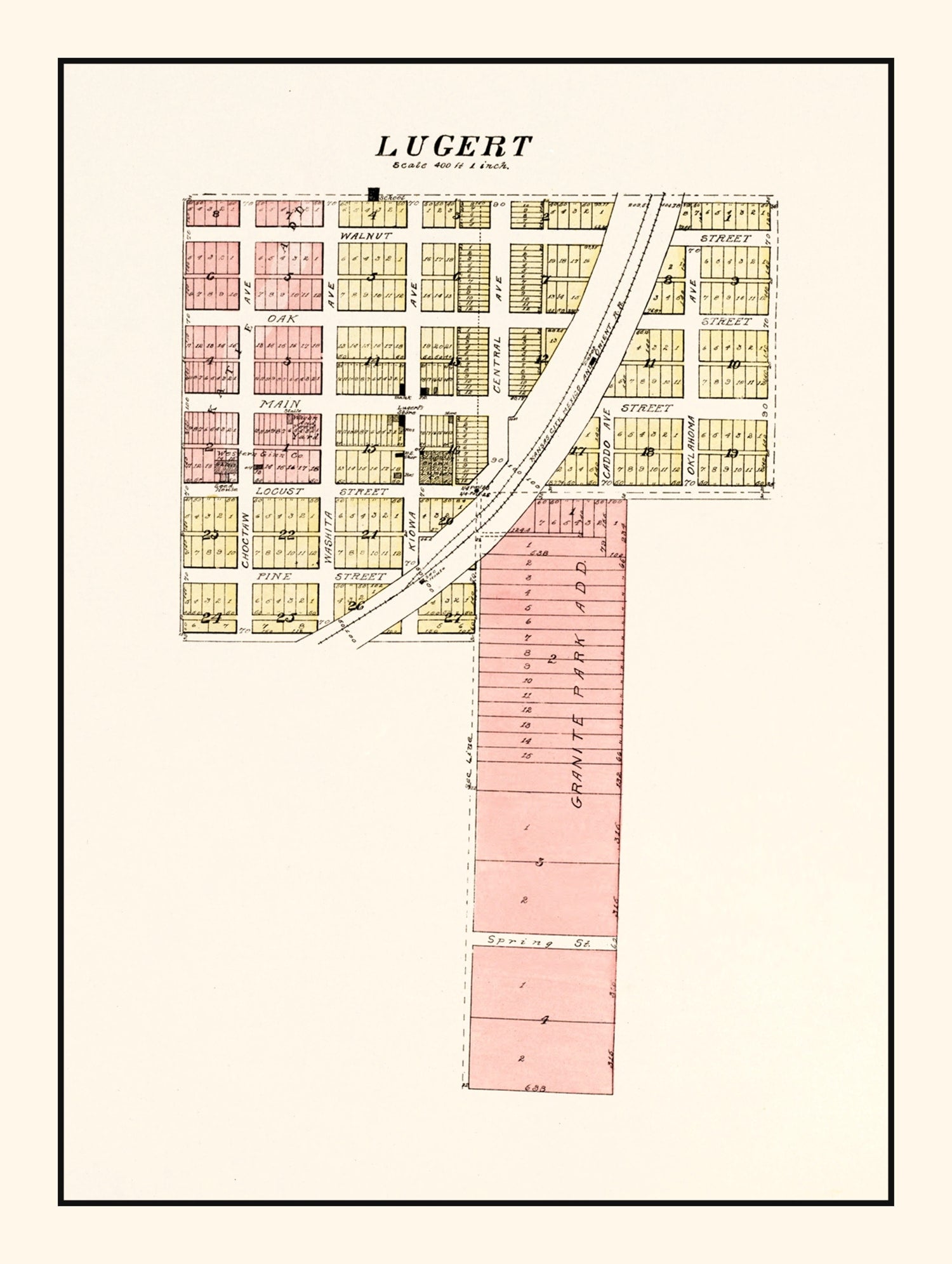 Vintage Map of Lugert, Oklahoma 1913