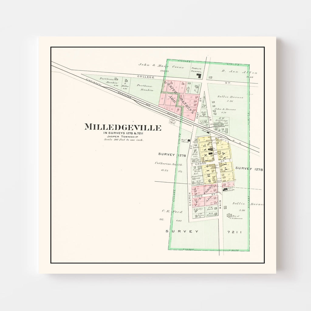 Vintage Map of Milledgeville, Ohio 1913