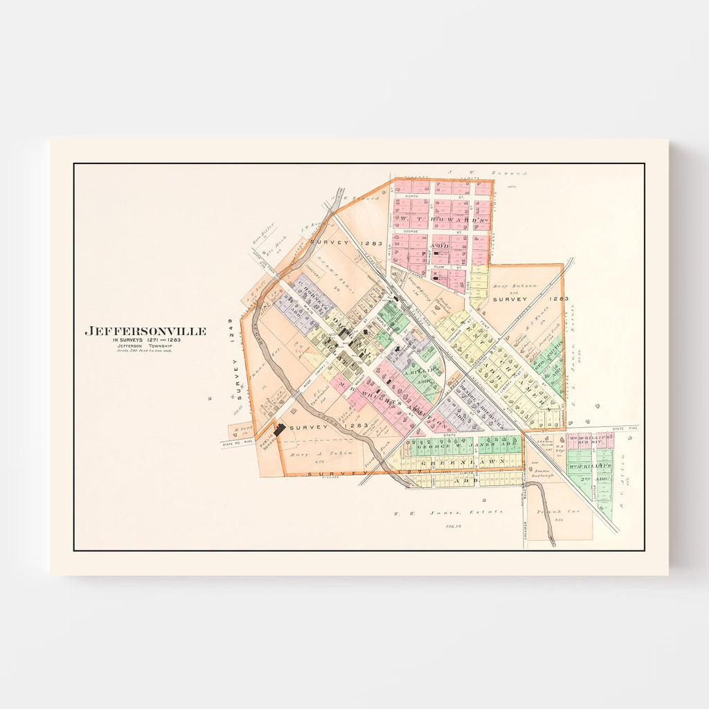 Vintage Map of Jeffersonville, Ohio 1913
