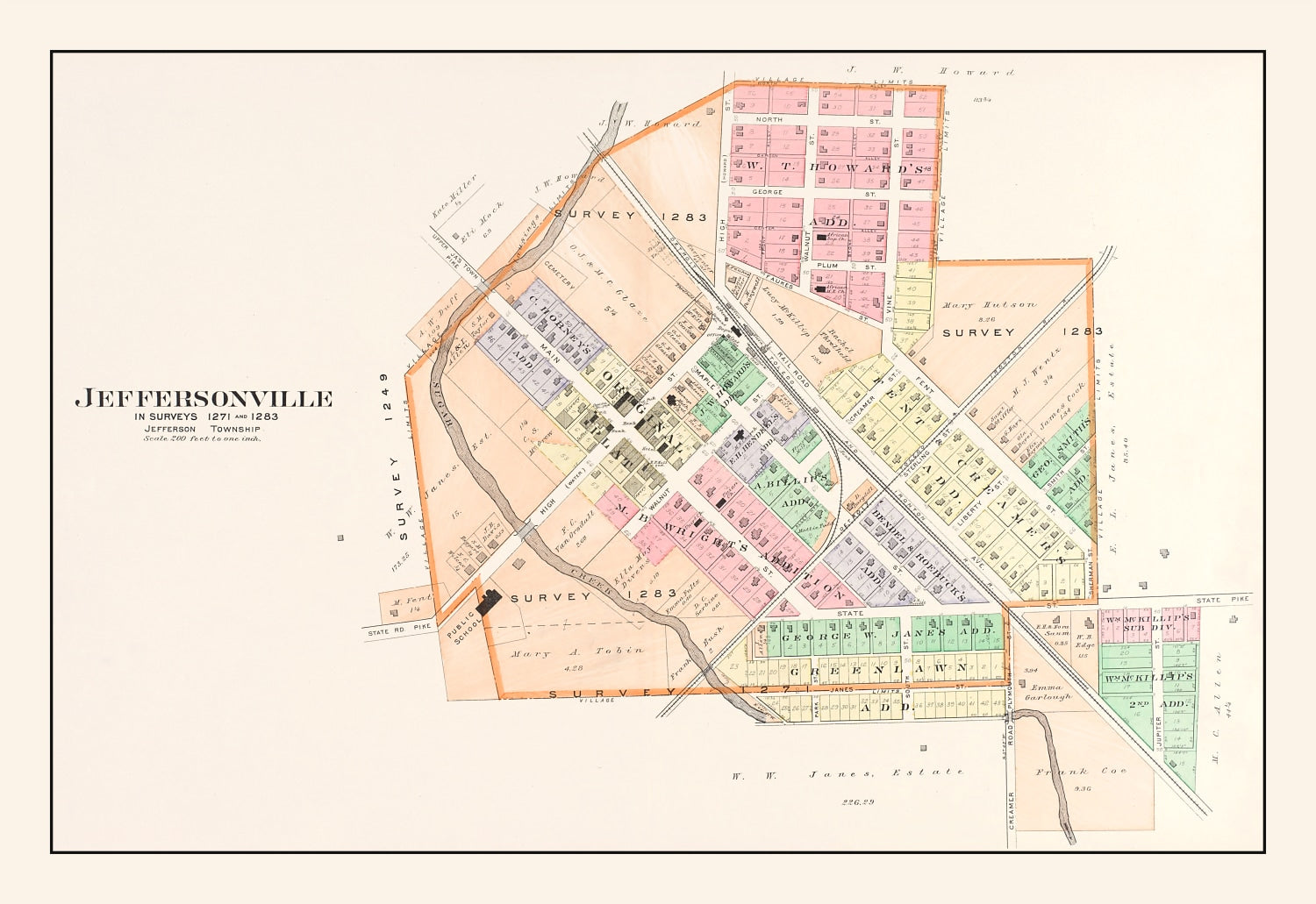 Vintage Map of Jeffersonville, Ohio 1913