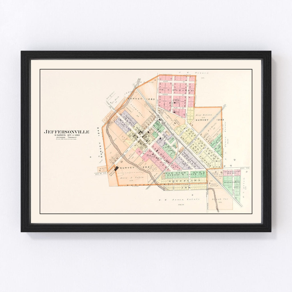 Vintage Map of Jeffersonville, Ohio 1913