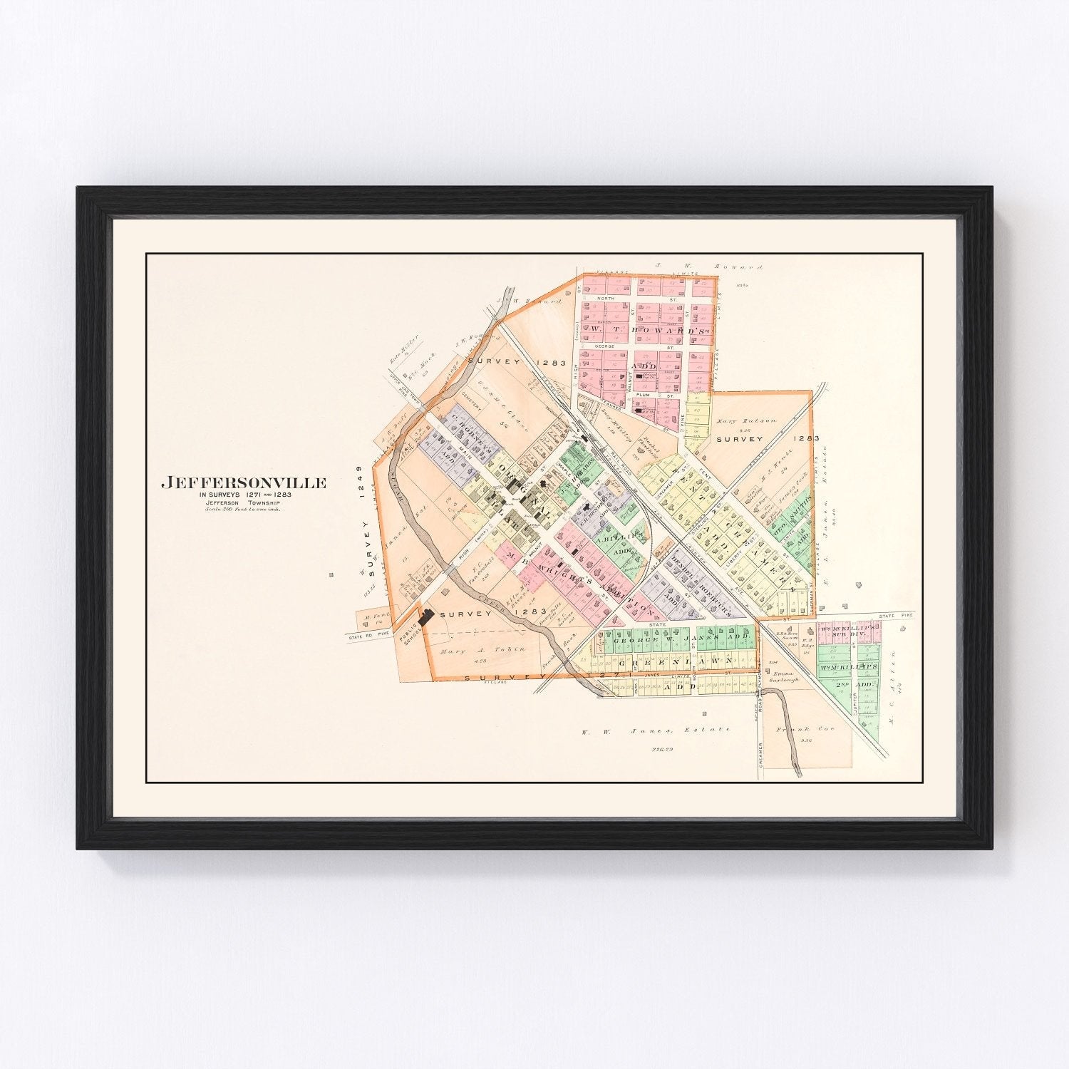 Vintage Map of Jeffersonville, Ohio 1913