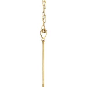 14K Yellow Gold .0075 CTW Natural Diamond Engravable Bar 18" Necklace