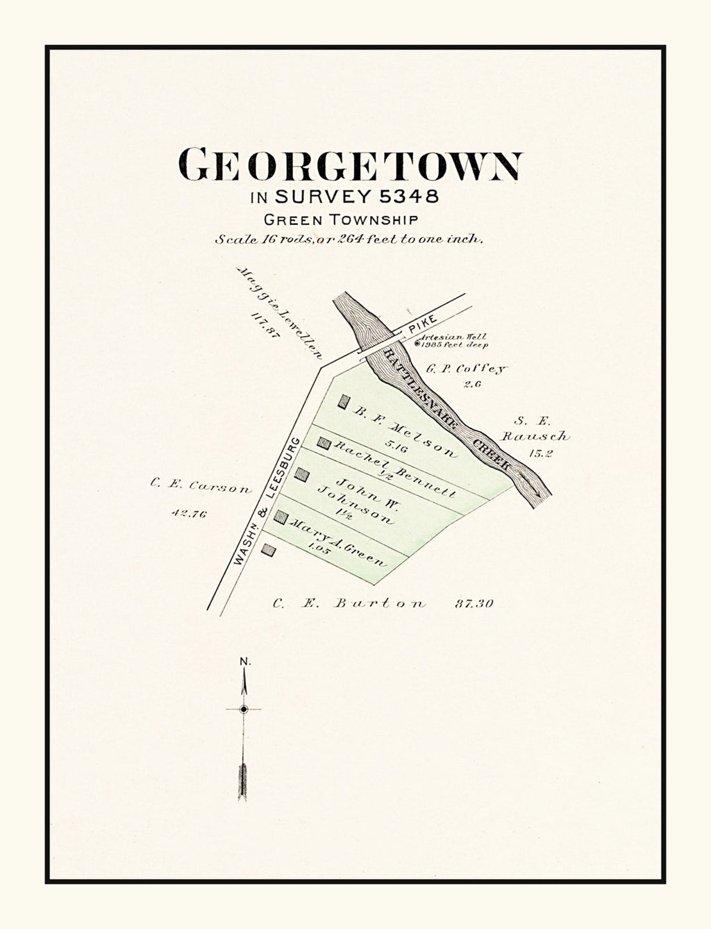 Vintage Map of Georgetown, Ohio 1913