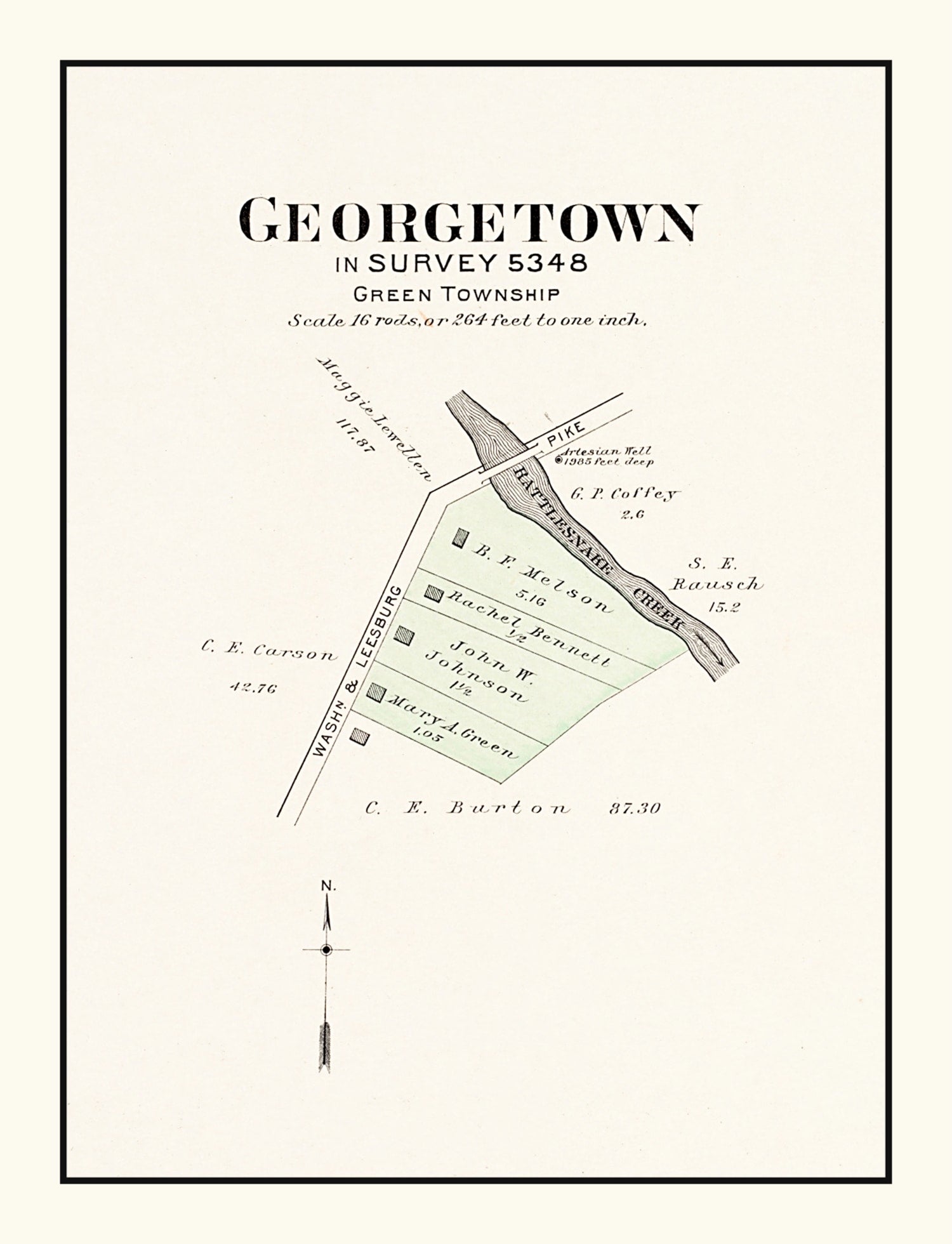 Vintage Map of Georgetown, Ohio 1913
