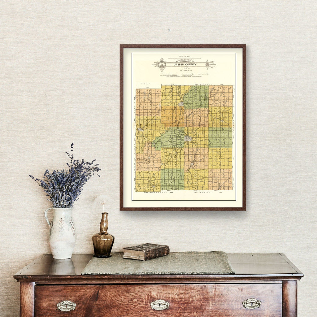 Vintage Map of Jasper County, Iowa 1914