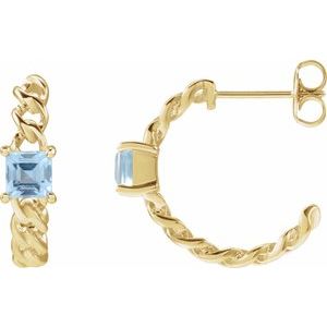 14K Yellow Gold Natural Sky Blue Topaz Earrings