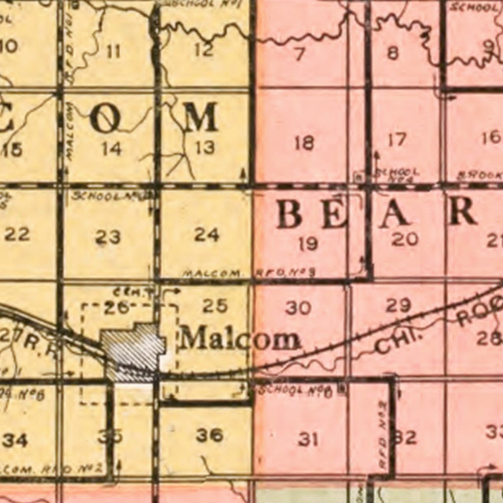 Vintage Map of Poweshiek County, Iowa 1914