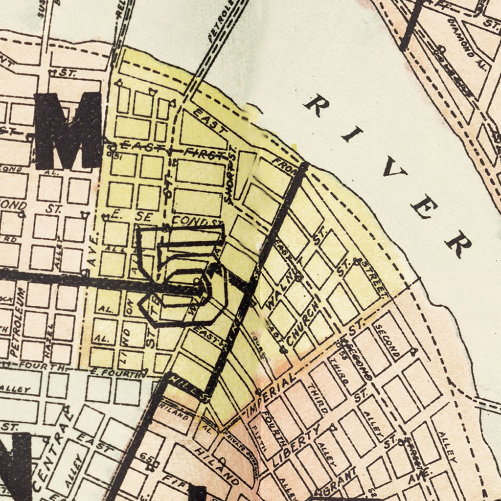 Vintage Map of Oil City, Pennsylvania 1915
