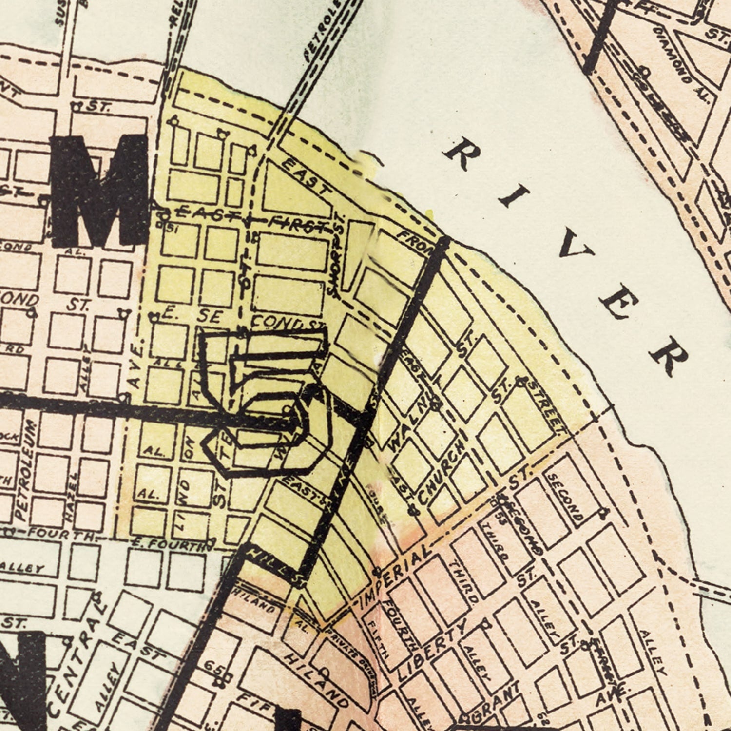 Vintage Map of Oil City, Pennsylvania 1915