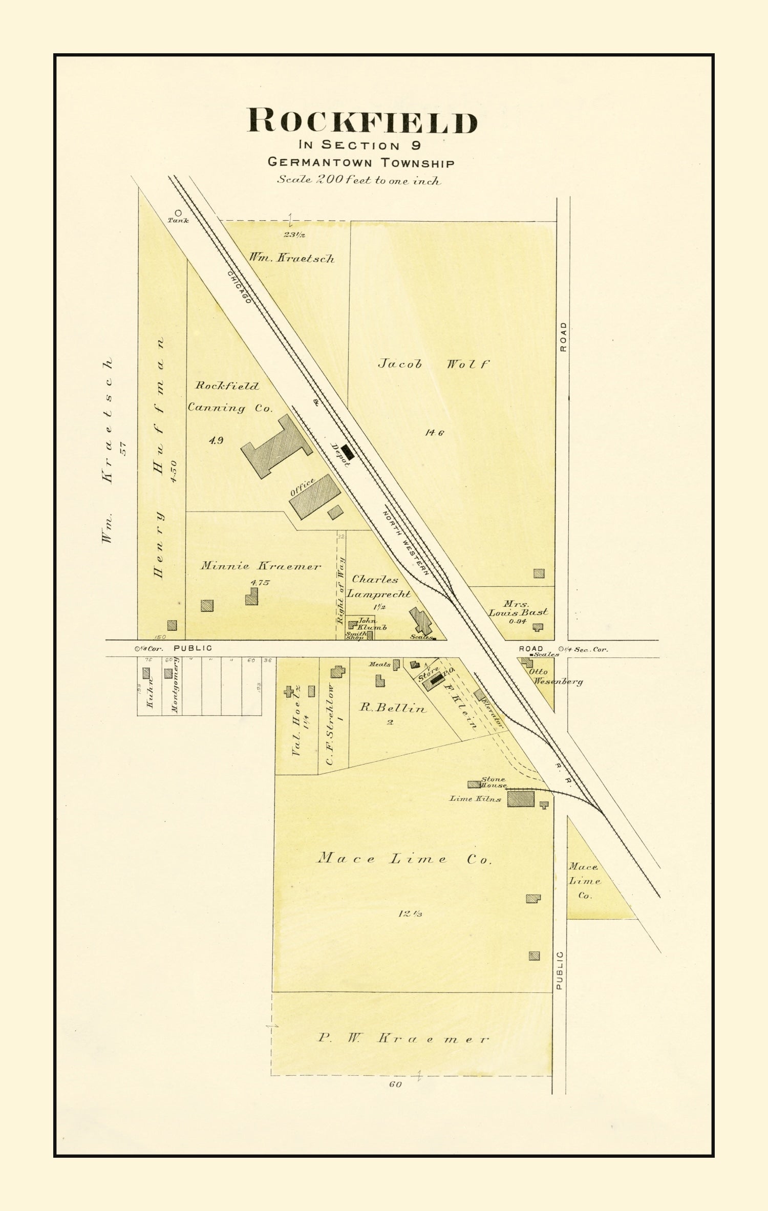 Vintage Map of Rockfield, Wisconsin 1915