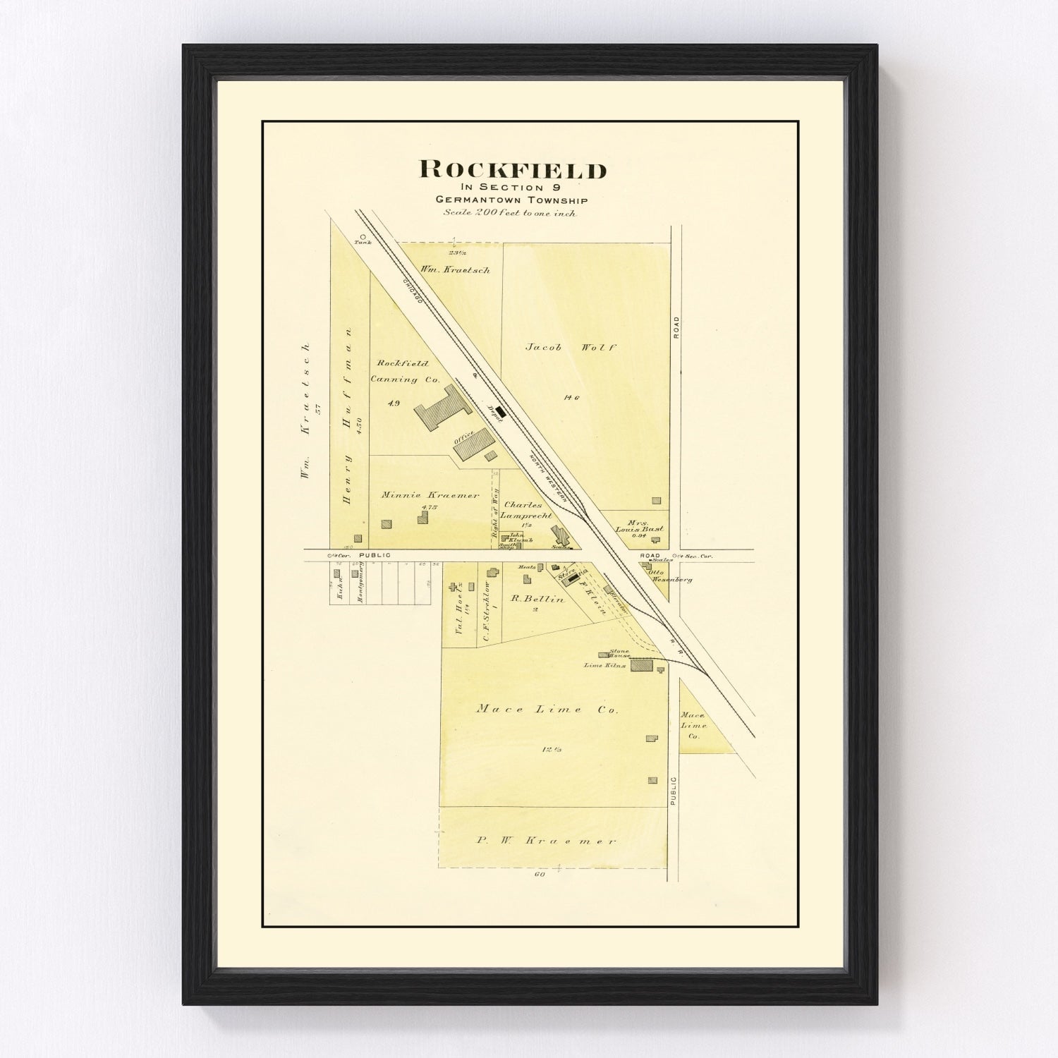 Vintage Map of Rockfield, Wisconsin 1915