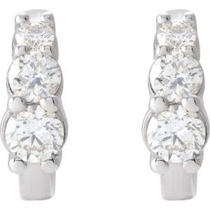 Platinum 1/3 CTW Natural Diamond Hoop Earrings – image 2