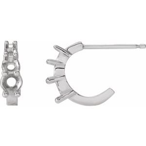 14K White Gold Graduated Hoop Earring Mounting