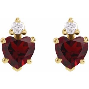 14K Rose Gold Lab-Grown Ruby & .06 CTW Natural Diamond Stud Earrings – image 4