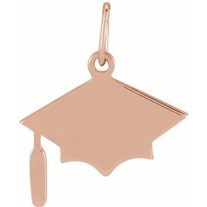 14K Rose Gold Engravable Graduation Cap Charm/Pendant