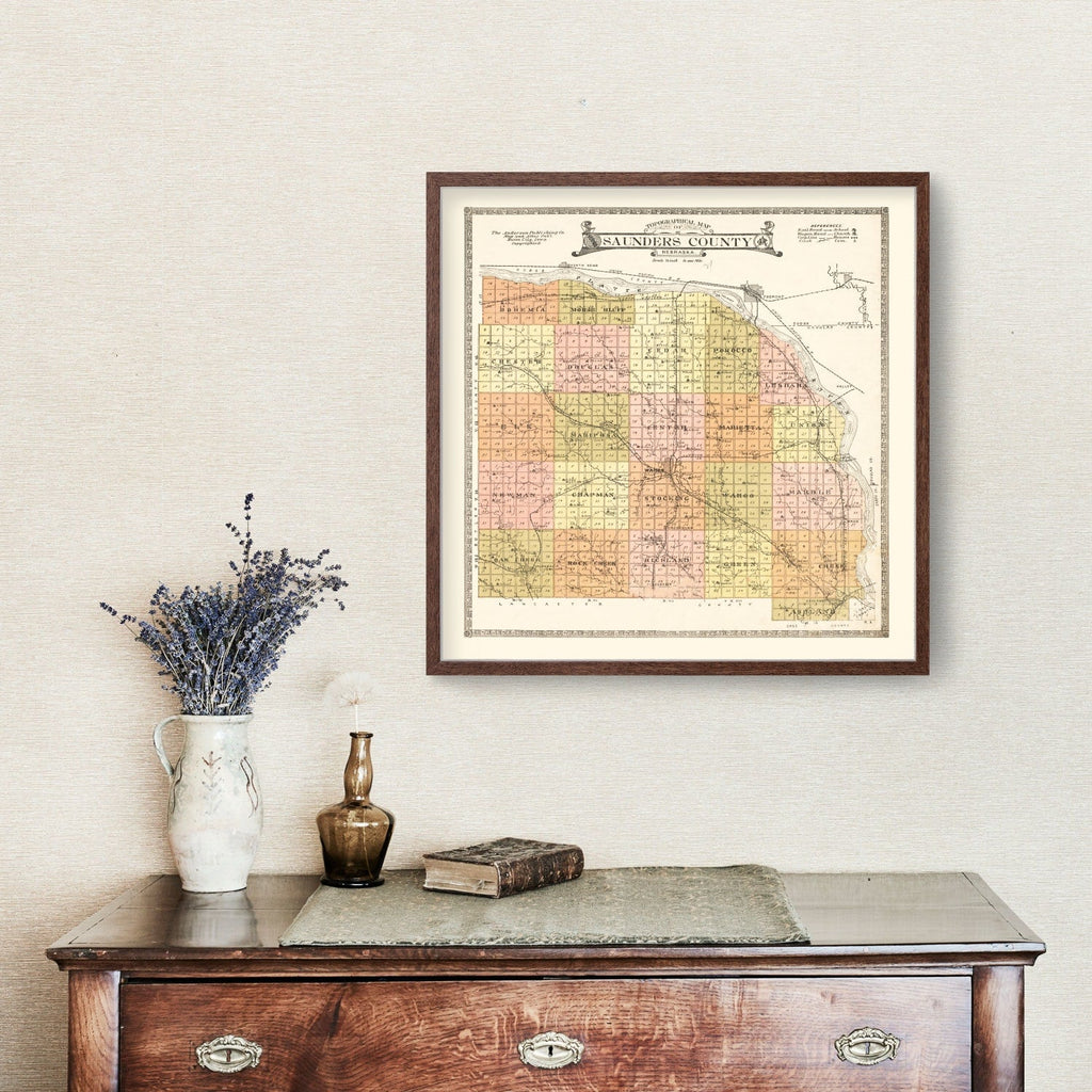 Vintage Map of Saunders County, Nebraska 1916