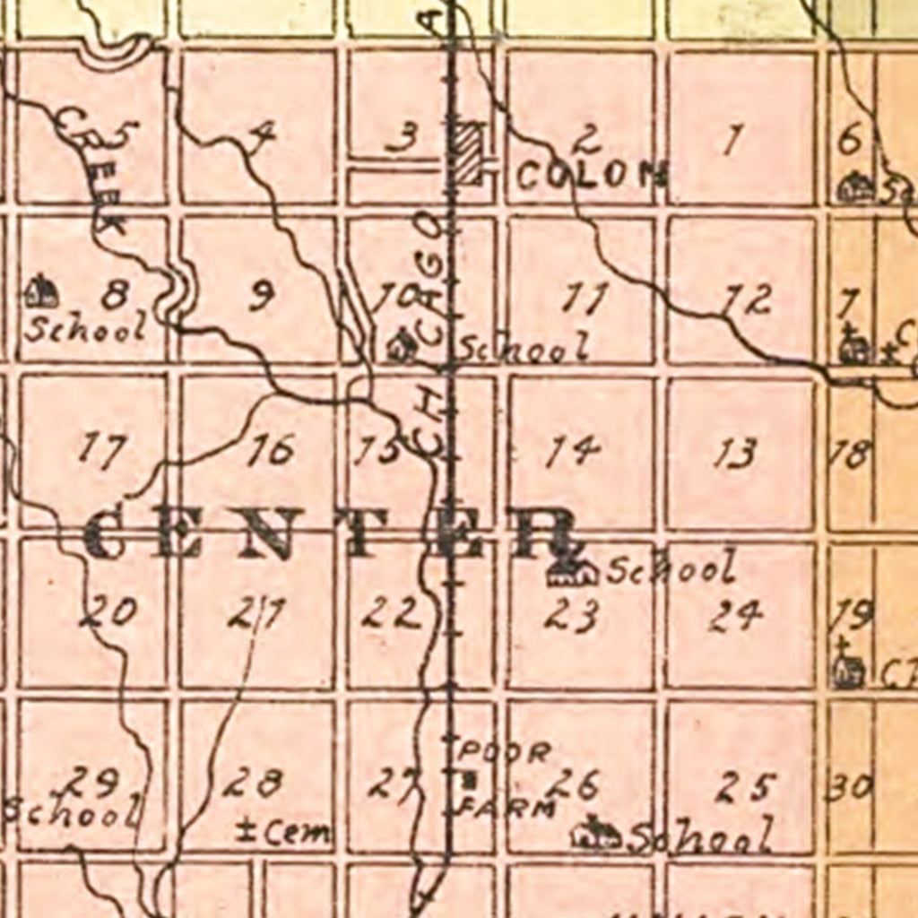 Vintage Map of Saunders County, Nebraska 1916