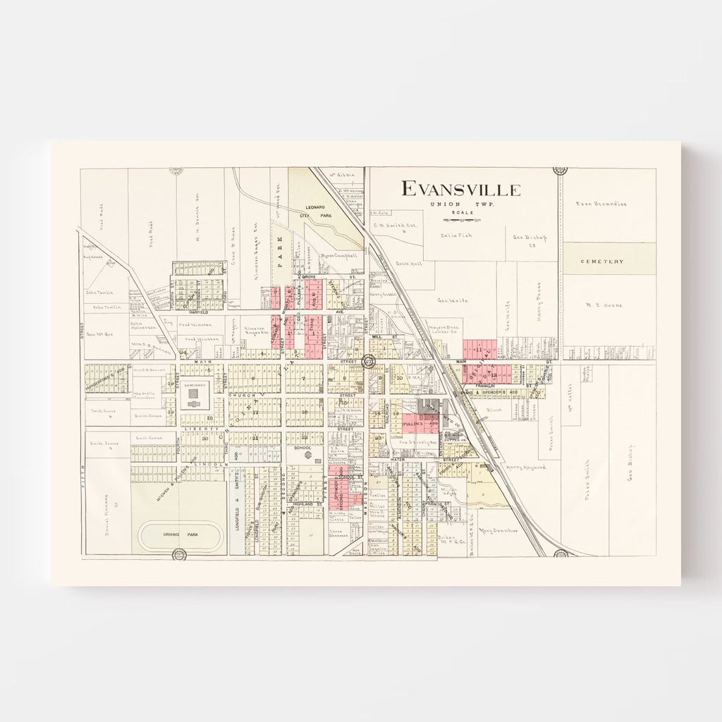 Vintage Map of Evansville, Wisconsin 1917