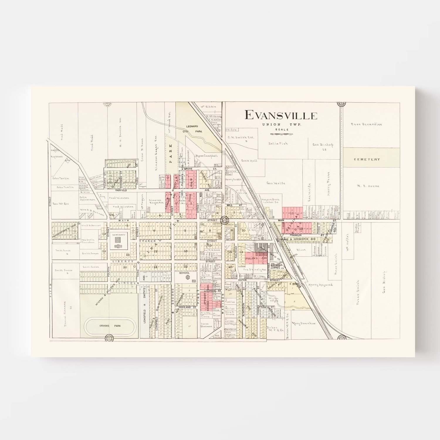 Vintage Map of Evansville, Wisconsin 1917