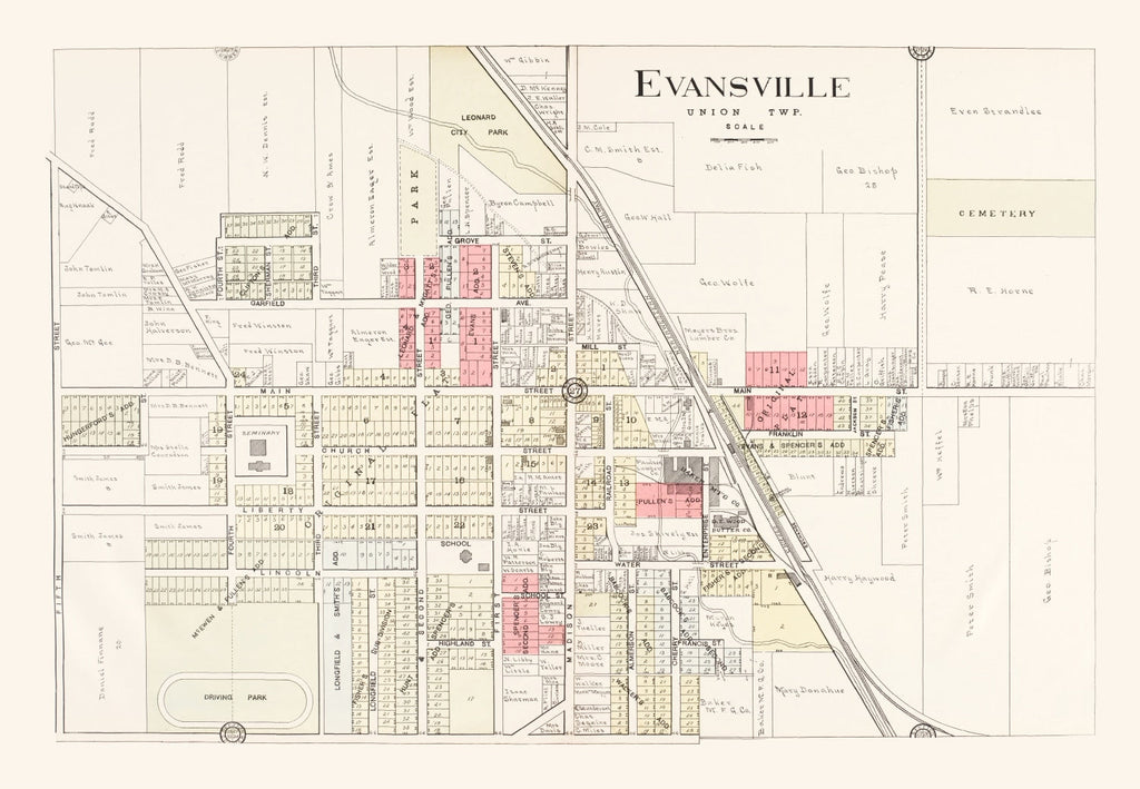 Vintage Map of Evansville, Wisconsin 1917