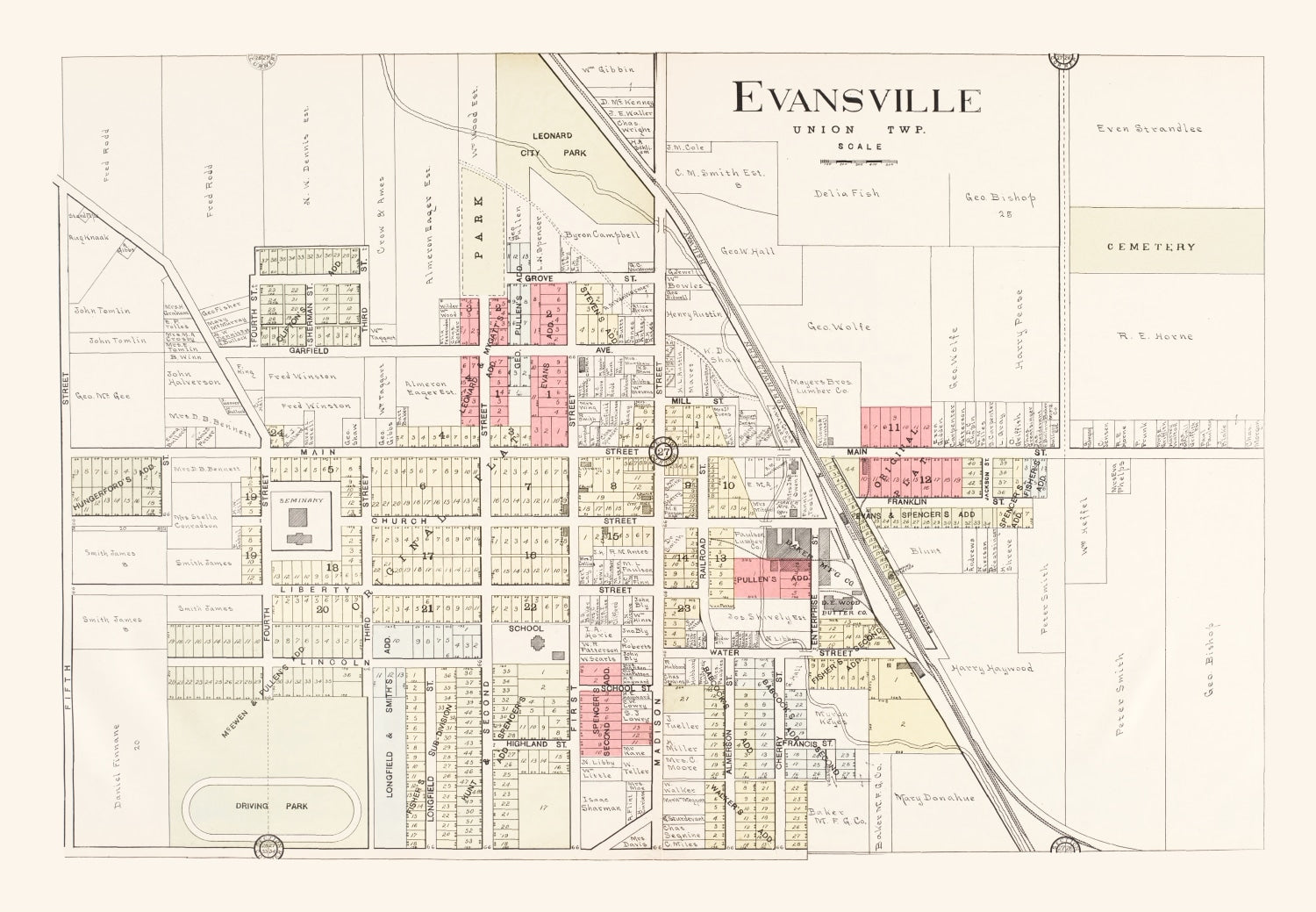 Vintage Map of Evansville, Wisconsin 1917