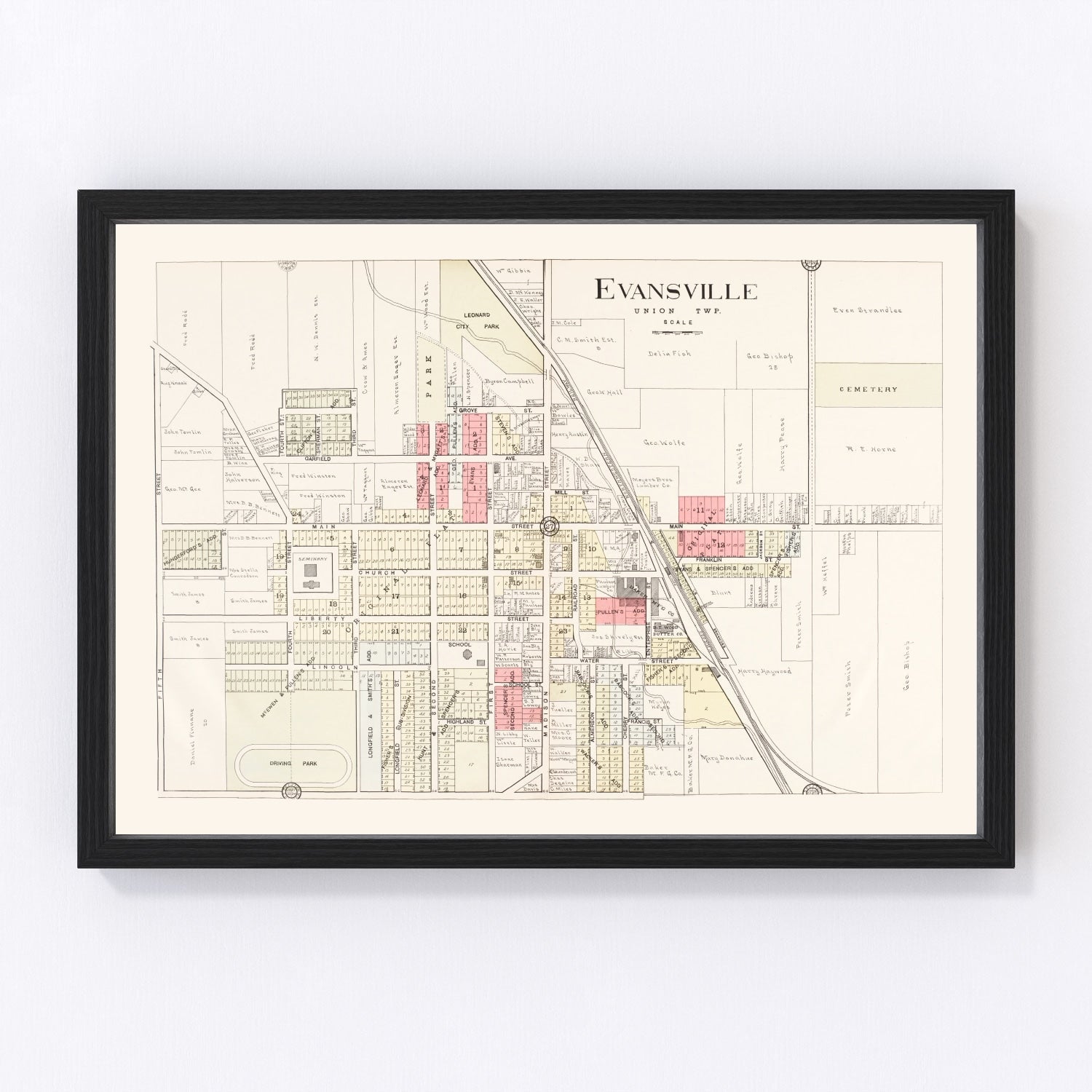 Vintage Map of Evansville, Wisconsin 1917