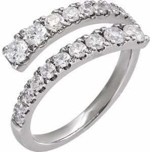 Sterling Silver 9/10 CTW Lab-Grown Diamond Bypass Ring