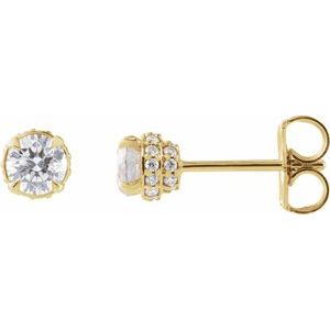 14K Yellow Gold 1/2 CTW Natural Diamond Hidden Halo-Style Stud Earrings