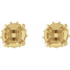 14K Yellow Gold 4 mm Round Hidden Halo Earring Mounting – image 2