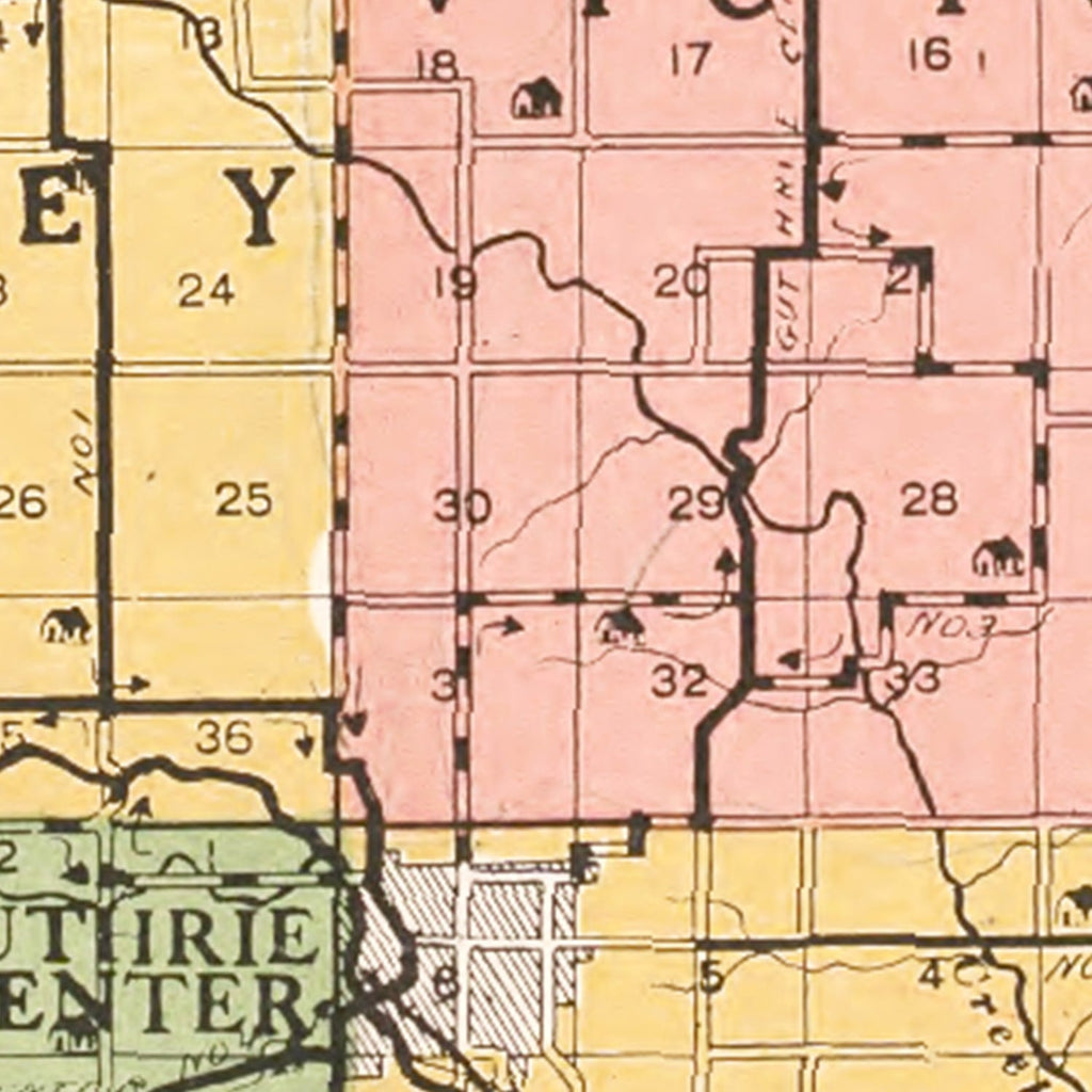 Vintage Map of Guthrie County, Iowa 1917