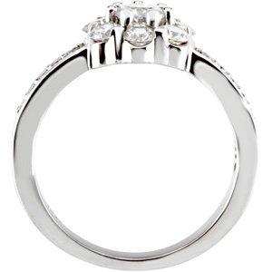 14K White Gold 1 1/8 Natural Diamond Cluster Ring
