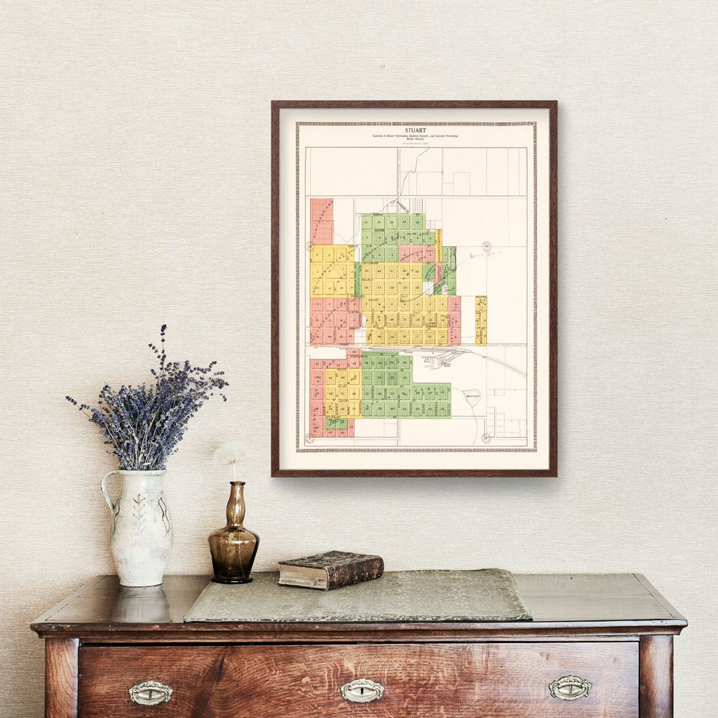 Vintage Map of Stuart, Iowa 1917